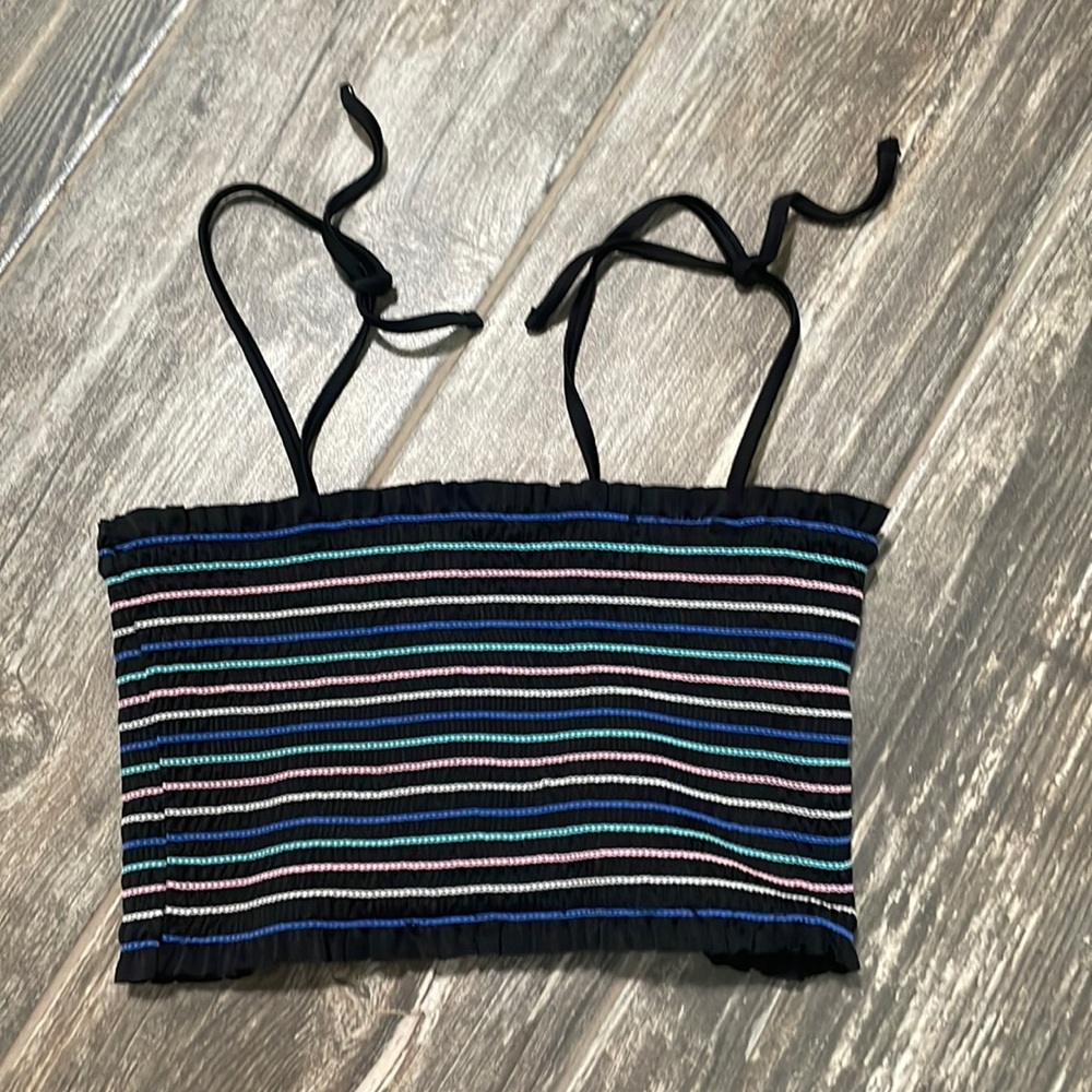 super cute multicolor striped bikini top